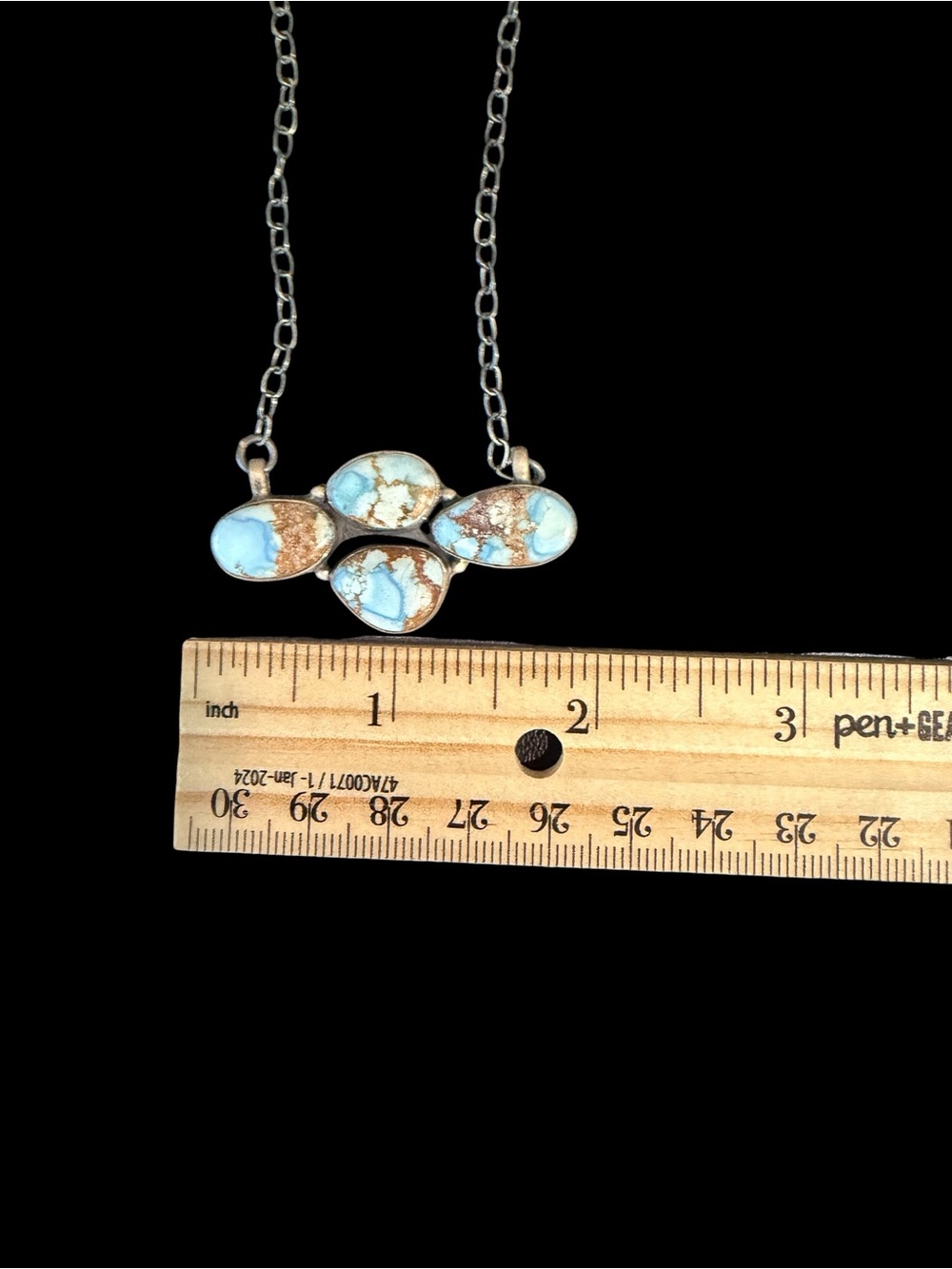 Golden Hills Turquoise Bar Necklace in Matted Solid Sterling Silver - Picture 7 of 9